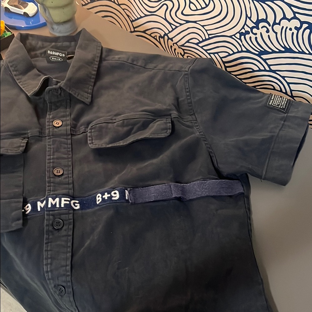8&9 MMG Navy Men's Casual Button Down Shirt